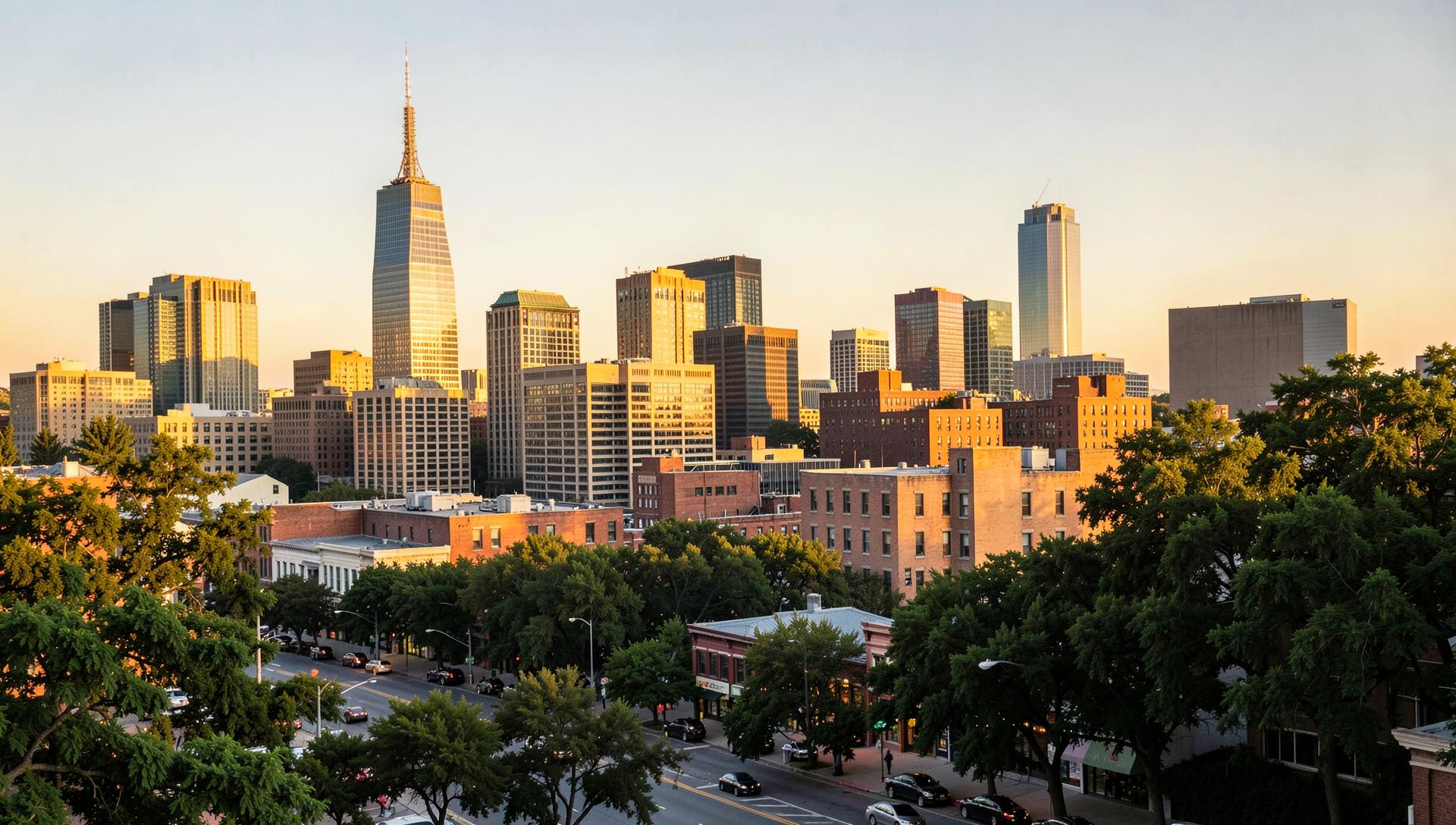 Downtown Raleigh, North Carolina at golden hour